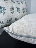 Pair of Embroidered Blue Floral Duck Feather Throw Pillows