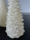 Trio of Pottery Barn Frosted White Christmas Tree Wax Candles