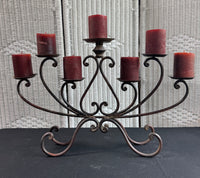 Wrought Iron Scroll Fireplace Candelabra with Pillar Candles