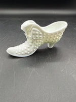 Milk Glass Fenton Shoe With Cat