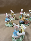 Lot Of 7 Ceramic Ragtime Bunnies