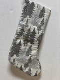 Silver & White Tree Christmas Stocking with Beading