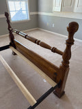 Queen Oak Bed with Rails and Slats