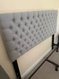 Noble Home Furnishings Queen Size Pale Gray Upholstered Headboard with Metal Frame