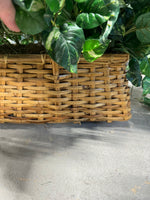 Faux Greenery in Bamboo Woven Rectangular Basket