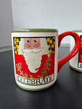 Pair of Nancy Thomas Celebrate Santa Coffee Mugs (A)