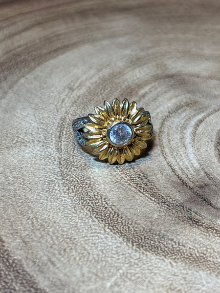 Sterling Sunflower Ring - SIZE 6