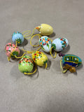 (B) Lot Of Hand Painted Floral Easter Egg Ornaments — 8 Eggs