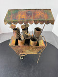 Copper Tone Vintage Metal Flower Cart