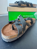 White Mountain Footbeds Harrington Nubuck Black Leather Sandals WOMEN’S SIZE 10