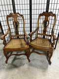 Pair of Ladder Back Arm Chairs with Cane Seats