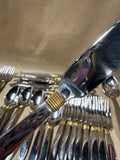 Stainless Steel Gorham Flatware Set With Gold Ribbed Neck - 45 Pieces