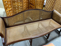 Cane Sofa on Casters with Cushions