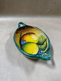 Mexican Clay Pottery Dish With Painted Fruit Inside