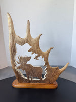 Signed Moose Antler Carving