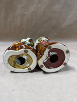 Pair Of Glazed Pottery Santa Clause Figures