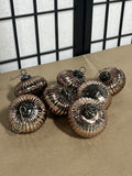 Ribbed Mercury Glass Ornaments, Metallic Bronze/Copper Finish, 7 pc