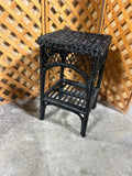 Black Painted Wicker Side Table