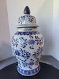 Blue & Gray Floral Chinoiserie XL Lidded Ginger Jar