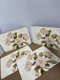 Williamsburg Garden Camellia Cork Back Placemats With Case - Set Of 4 (B)