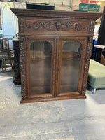 1880's German/French Huntsman's Hand Carved Oak 2 Piece China Cabinet ***HEAVY ITEM***READ DESCRIPTION CAREFULLY***