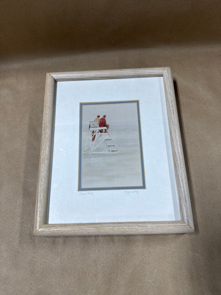 (A) Beach Patrol Framed Beach Art By Barbara Pappendick SIGNED