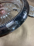 Set Of 4 Leonard Silverplate Rimmed Starburst Glass Coasters // 2 Sets Available // *** PRICED INDIVIDUALLY ***