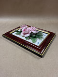 Italian Sabadin Capodimonte Porcelain Pink Roses 3D Wall Plaque