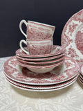 (A) 24-Piece Johnson Bros. Old Britain Castles Pink China Set (2 AVAILABLE—PRICED INDIVIDUALLY AT $195 EACH SET)