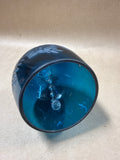 Blue And Clear Glass Bell With Etched Flowers