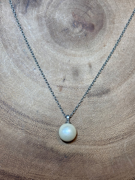 Silver Tone Chico’s Necklace with Faux Pearl