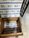 Petite Steamer Trunk on Casters with Leather Side Handles