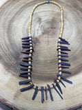 Tribal-Style Necklace with Deep Purple & Light Colored Beads