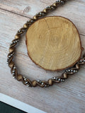 Bronze Tone & Faceted Silver Bead Twisted Rope Necklace