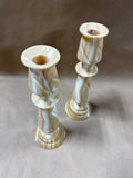 Pair Of Alabaster Stone Candle Stick Holders