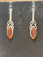 Sterling Earrings with Amber Tone Stone