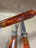 3 Piece Amber Lucite Faux Tortoise Shell Handle Carving Set