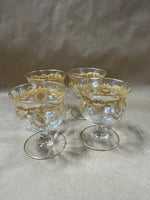 Gold Gilt French Style Sherbet Desert Glasses And Saucers — 8 Pieces