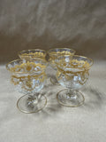 Gold Gilt French Style Sherbet Desert Glasses And Saucers — 8 Pieces