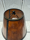 Oiled Bronze Tone Metal Lamp with Amber Colored Shade (WORKS)