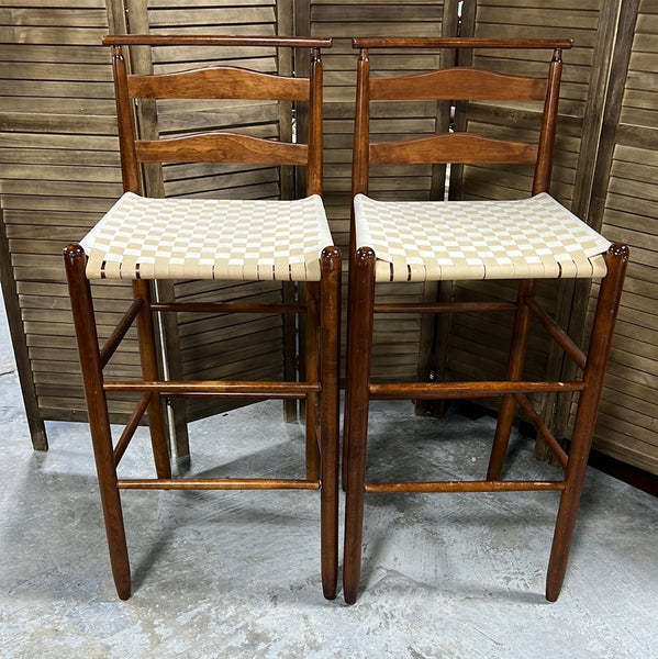 Pair of Woven Seat Barstools