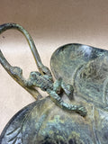 Heavy Weight Footed Metal Leaf With Frog
