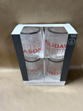 4 Pack Stemless Holiday Wine Glasses (A) - Appears Unused