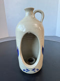 Williamsburg Pottery Blue Leaf Salt Glazed Colonial Bottle Candle Holder