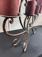 Wrought Iron Scroll Fireplace Candelabra with Pillar Candles