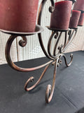 Wrought Iron Scroll Fireplace Candelabra with Pillar Candles