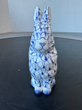 Andrea by Sadek Porcelain Blue Fishnet Bunny Rabbit Figurine
