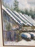 A Cold Winter in Norway Original Watercolor by Local Artist, Ginger Olansen; Signed