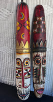 Pair of Colorful Carved African Tribal Wooden Masks