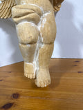Hand Carved Cherub Playing Harp READ DESCRIPTION